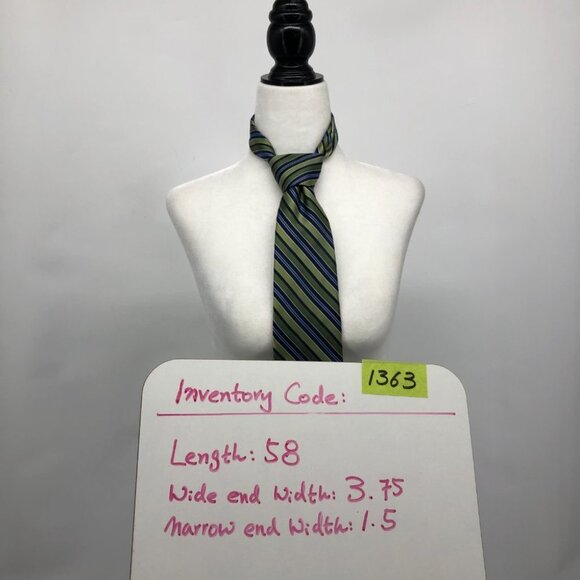 MICHAEL Michael Kors Green & Blue Striped Silk Tie - Picture 9 of 10